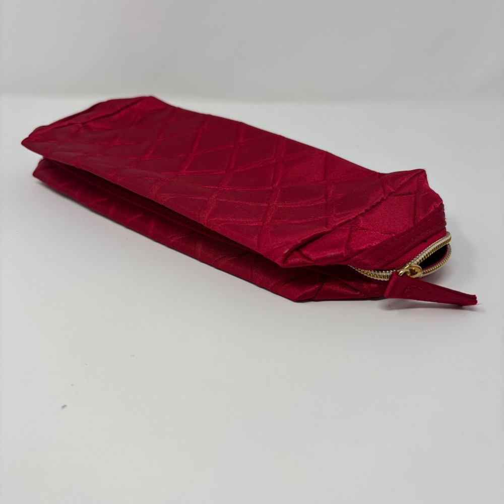 Lancôme Red Diamond‎ Pattern 8"x3"x4.5" Zippered Makeup Bag Medium Clutch